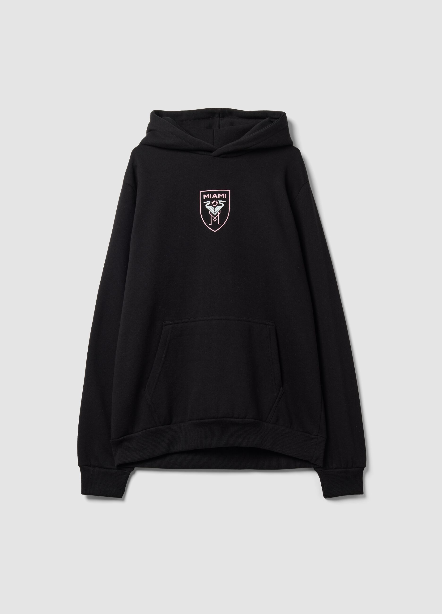 Schwarzer Hoodie aus Baumwollmischung mit Inter Miami CF-Print