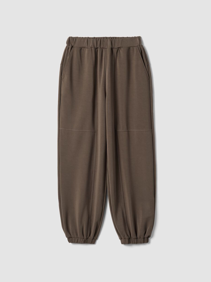 Brown stretch viscose joggers_5