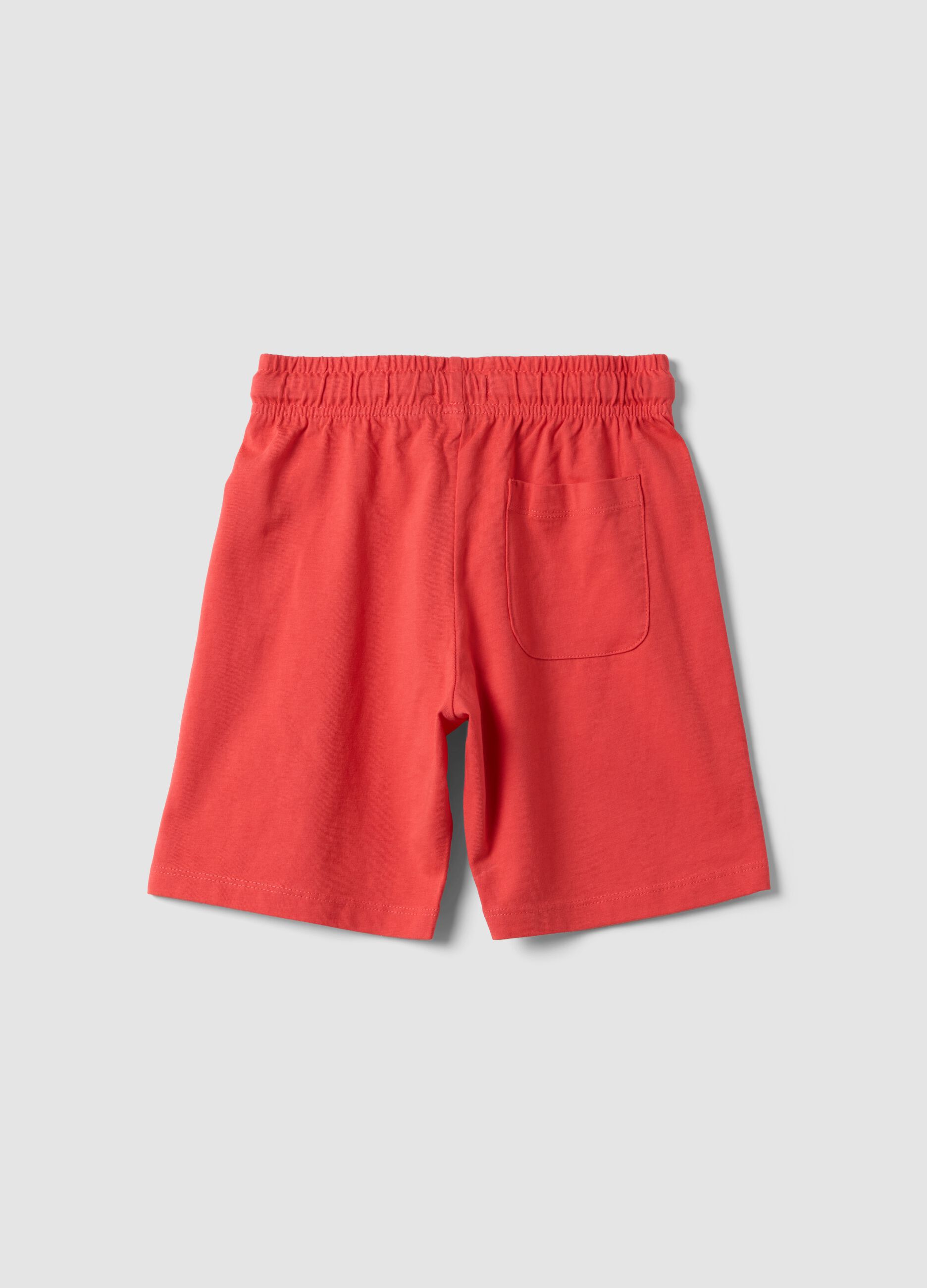 Red organic cotton shorts with elasticated waist