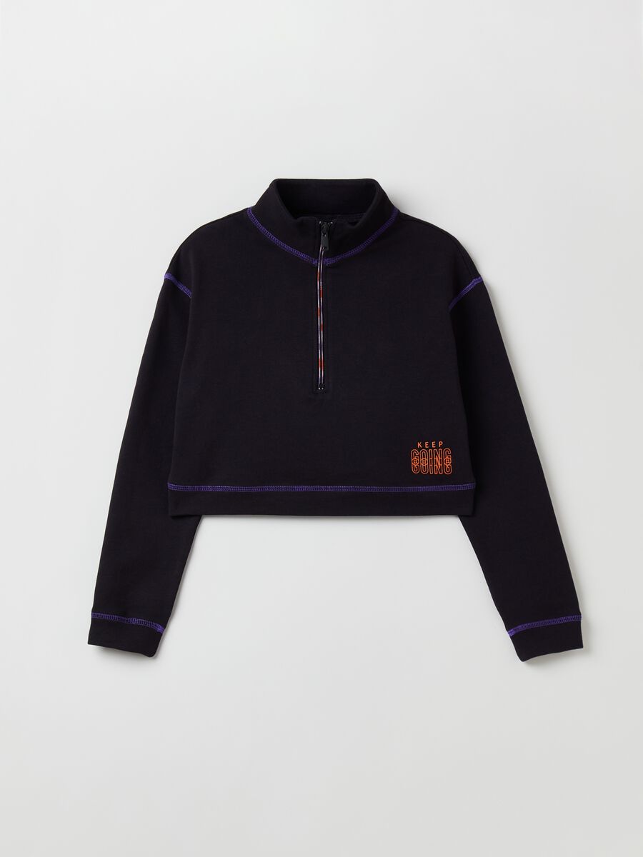 Half-zip cropped sweatshirt with print_0