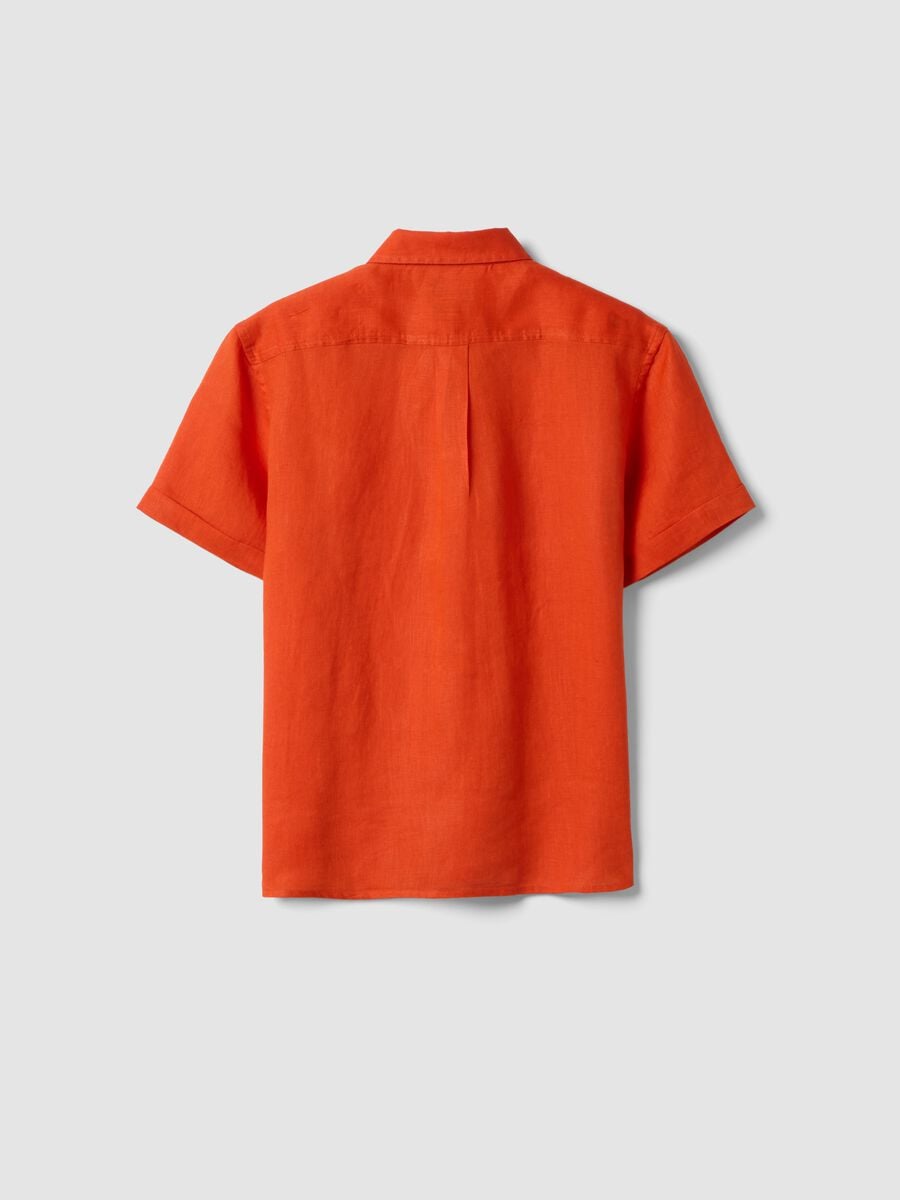 Orange pure linen oversized shirt for boys_1