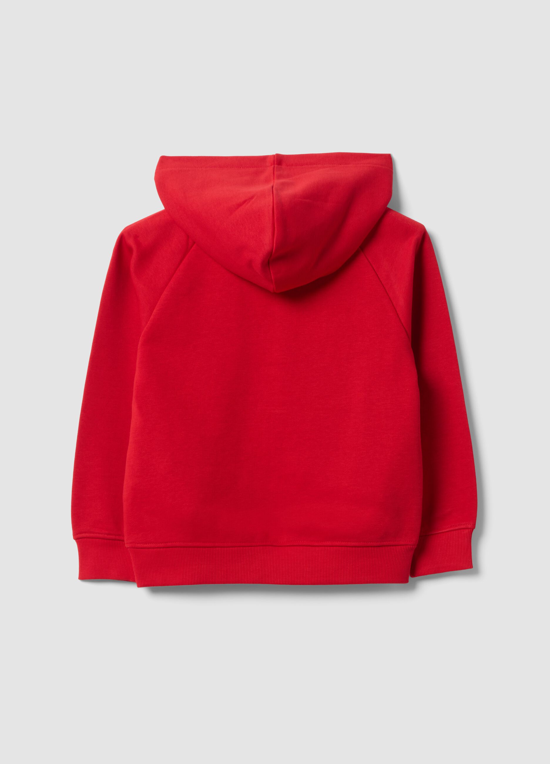 Red oversized cotton-blend hoodie with Spider-Man print for boys