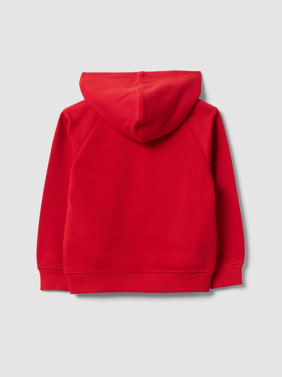 Red oversized cotton-blend hoodie with Spider-Man print for boys_1