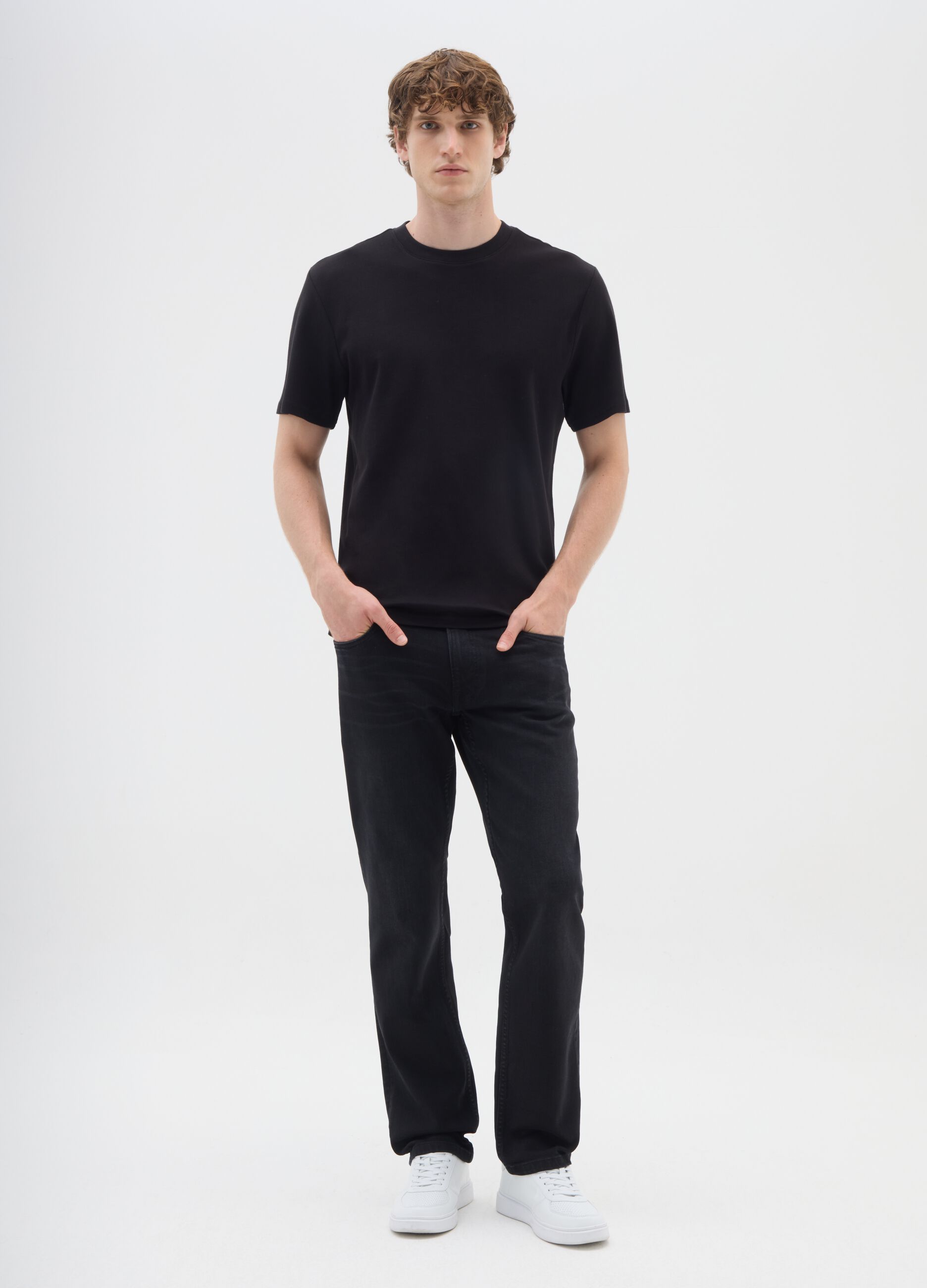 Men's Black Stretch Cotton Jeans for Comfort