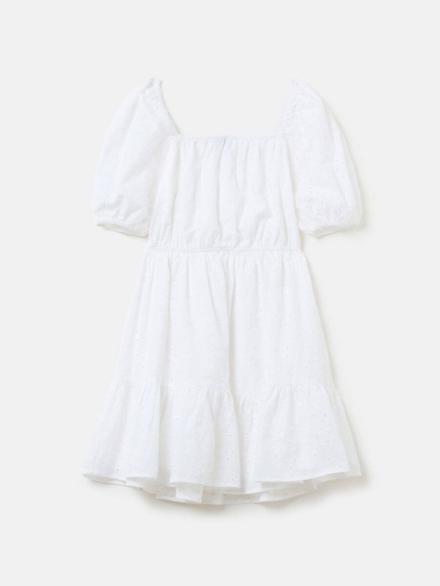 Tiered dress in broderie anglaise cotton_0