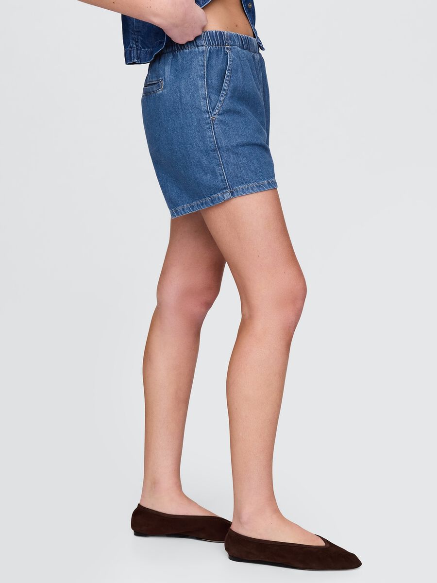 Denim shorts with elastic waistband_5