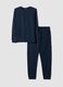 Pigiama blu in puro cotone con scollo serafino_4