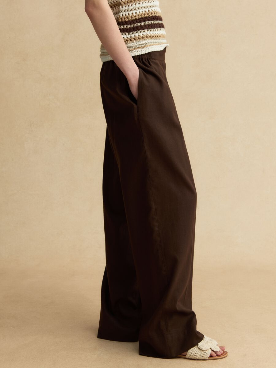 Braune Wide-Leg-Hose aus Leinenmischung_3