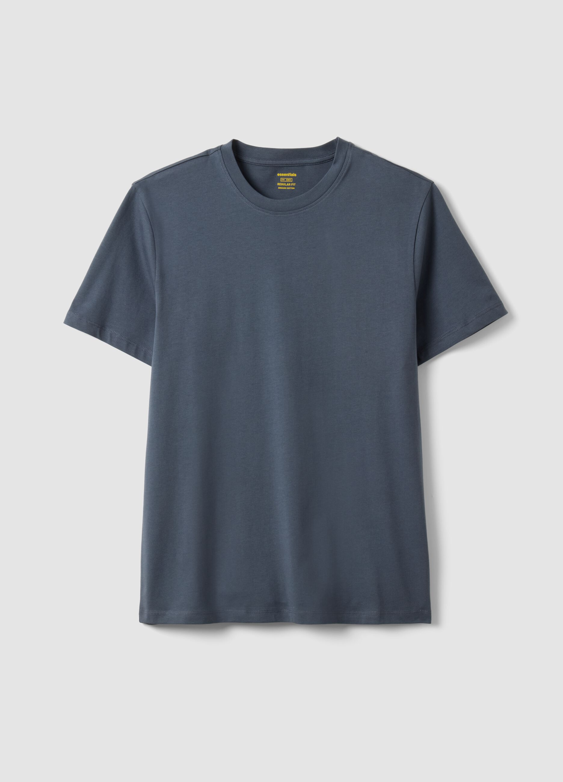 Blue pure cotton short sleeve T-shirt regular fit