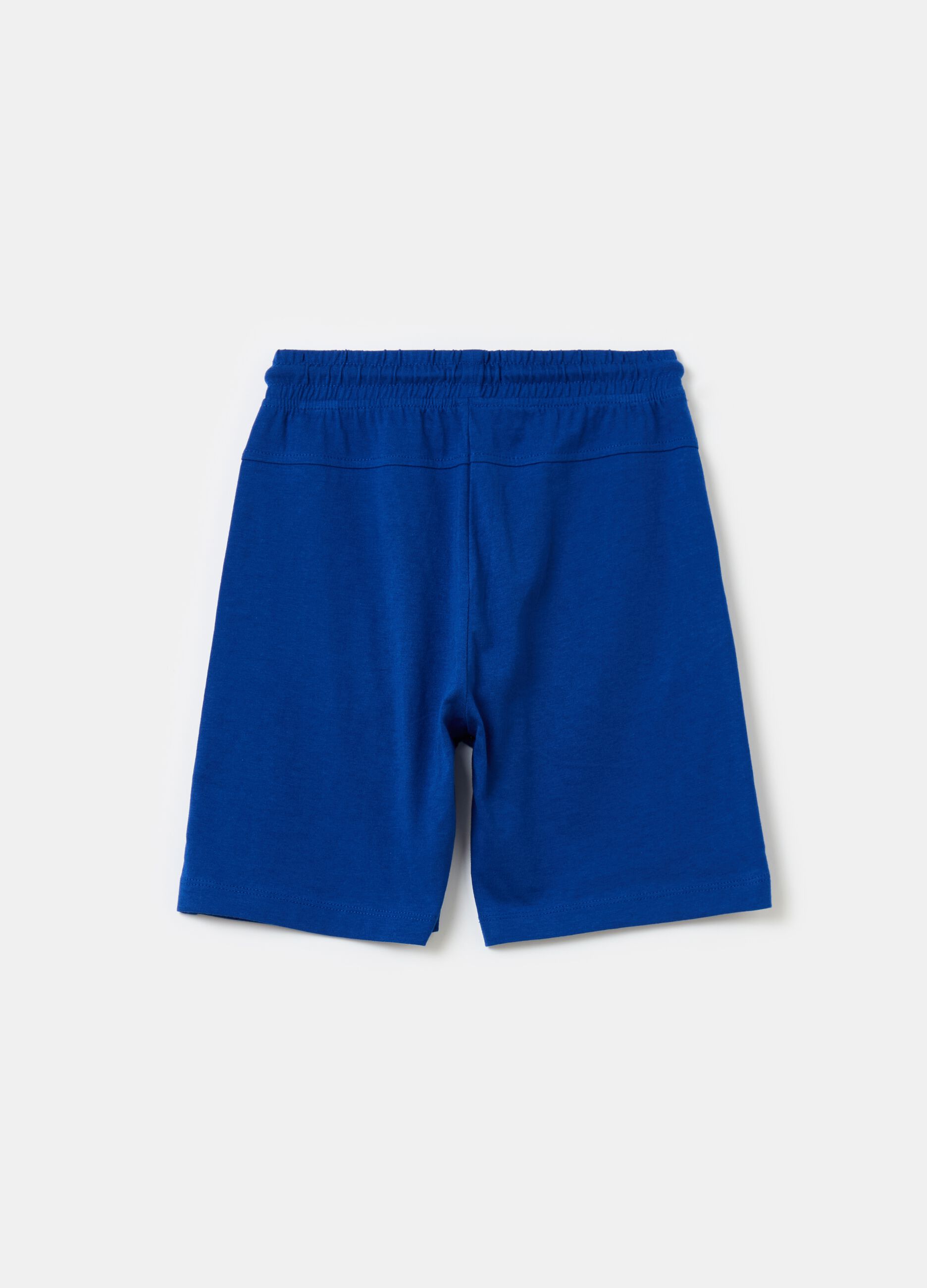 Plush Bermuda shorts with drawstring and print