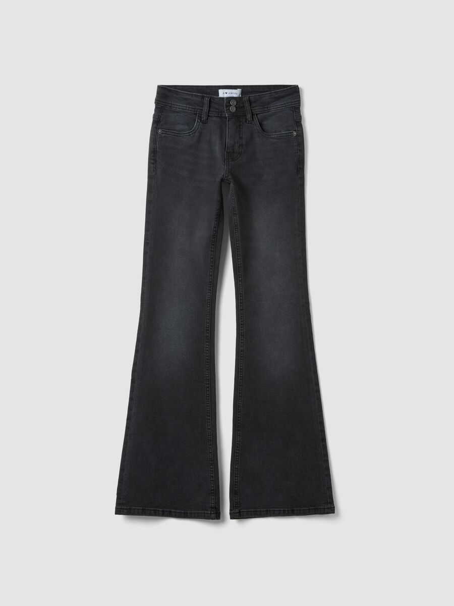 Black stretch-cotton flare jeans_4