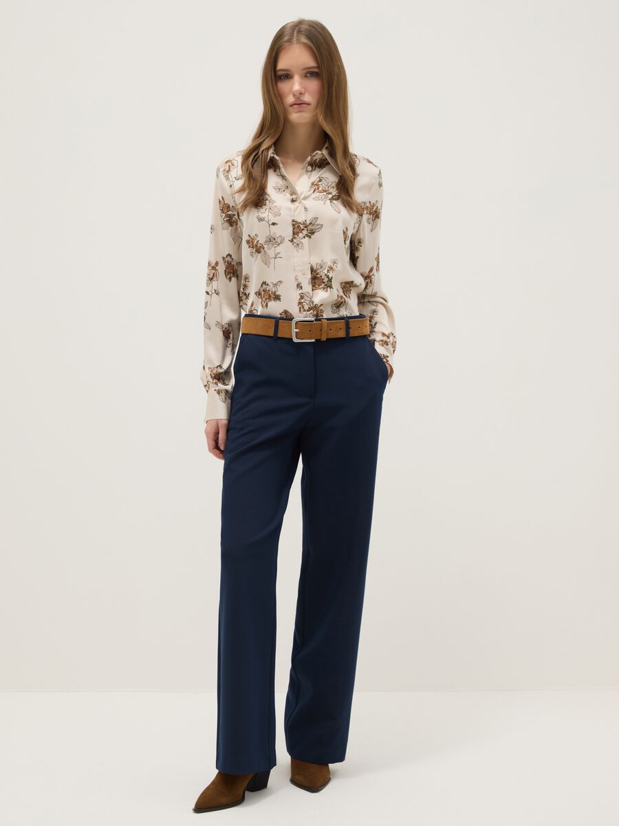Elegant Blue Straight Trousers_1
