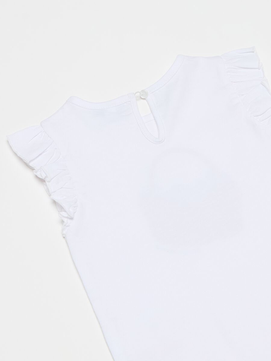 Cotton T-shirt with print and frills_2