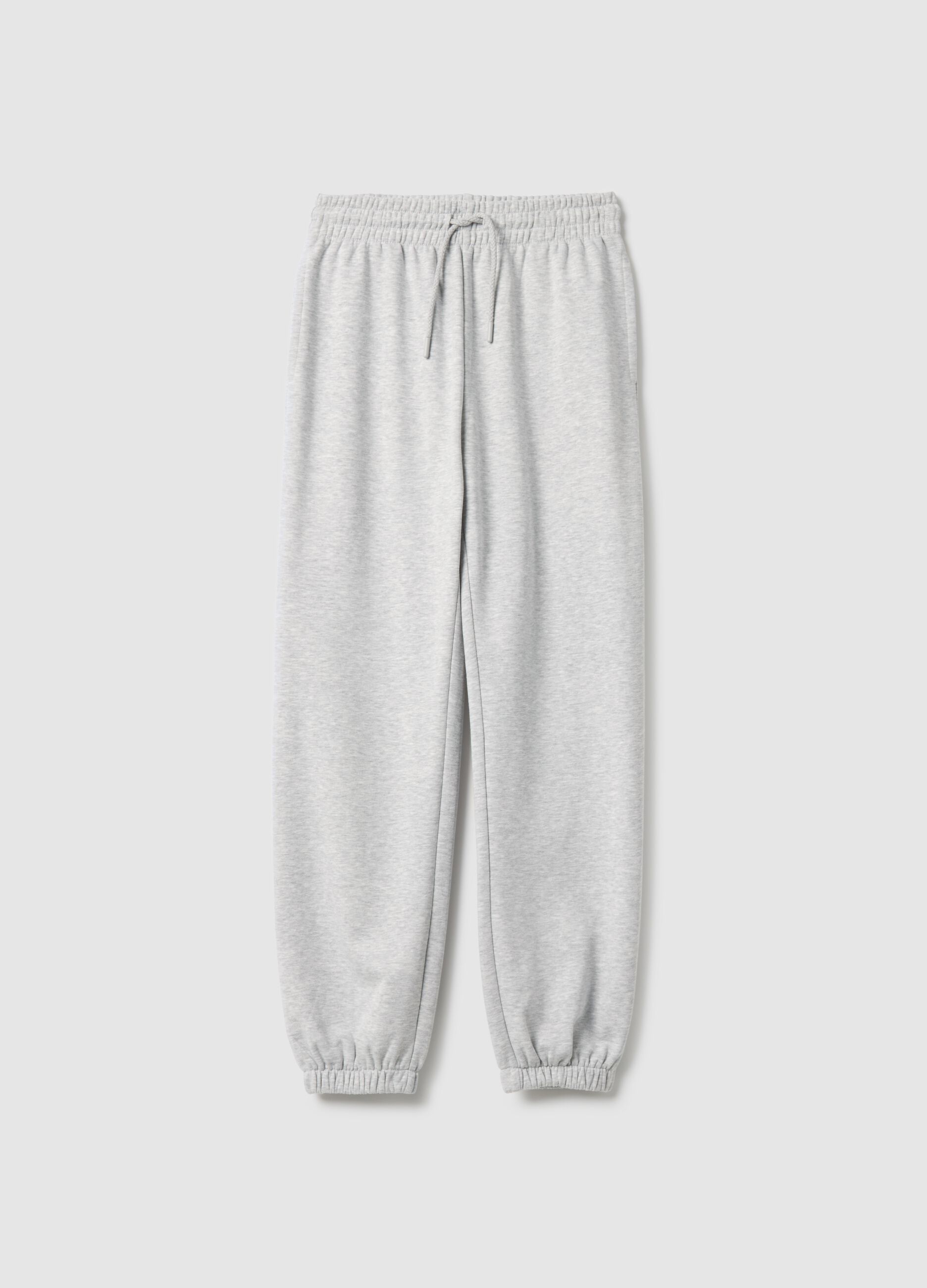 Grey Cotton Blend Jogger Trousers Regular Fit