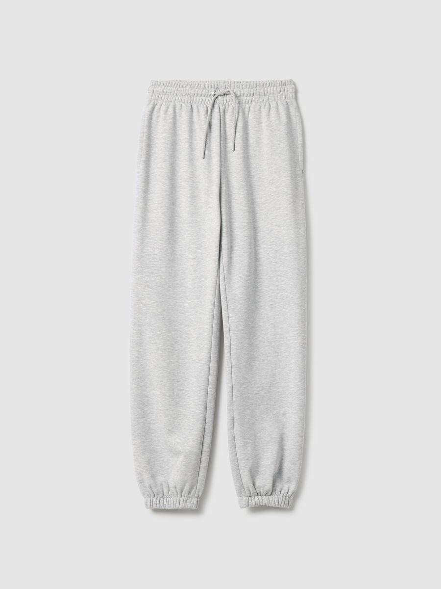 Grey Cotton Blend Jogger Trousers Regular Fit_4
