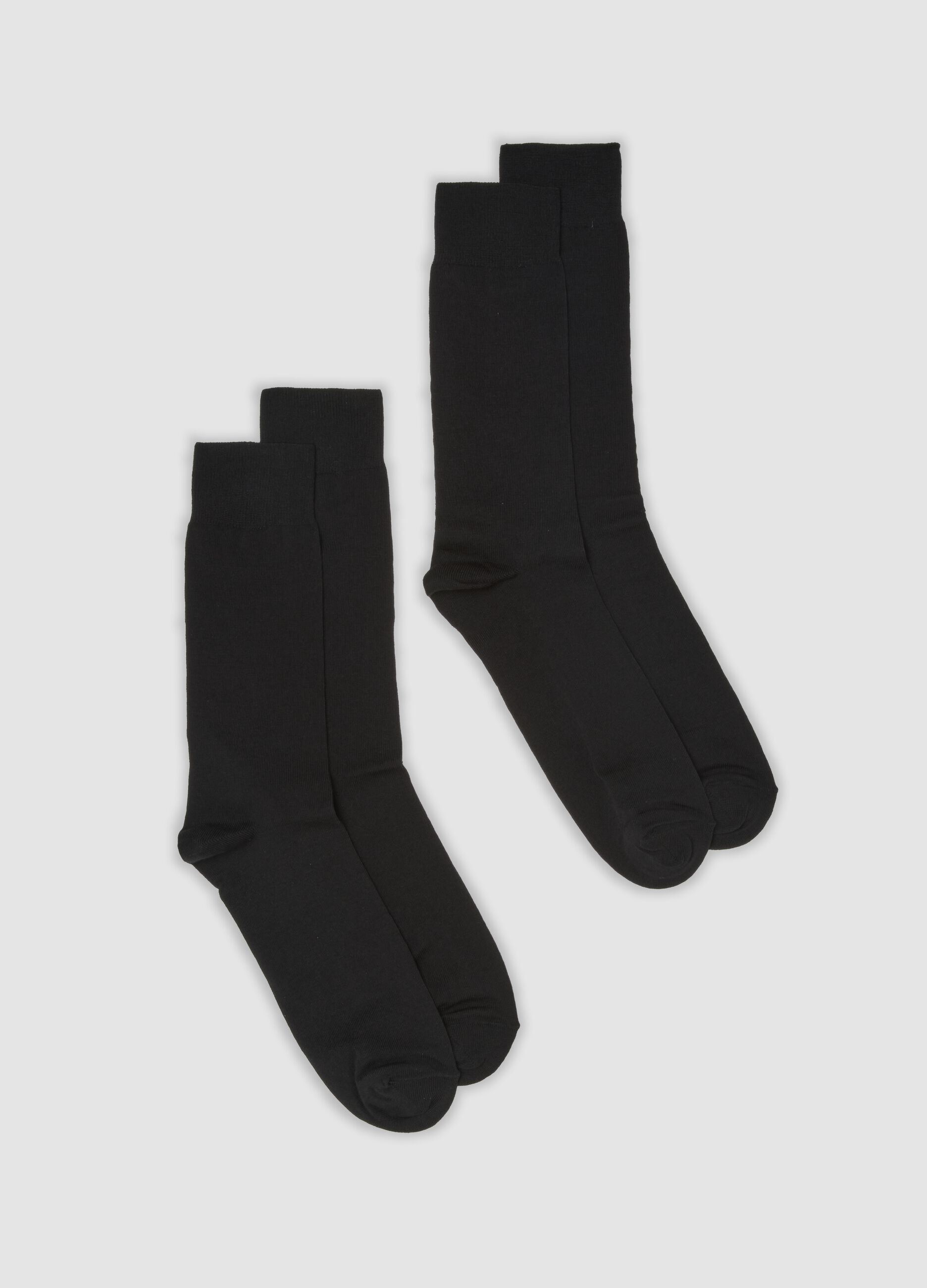 Bipack di calze midi nere in cotone elasticizzato