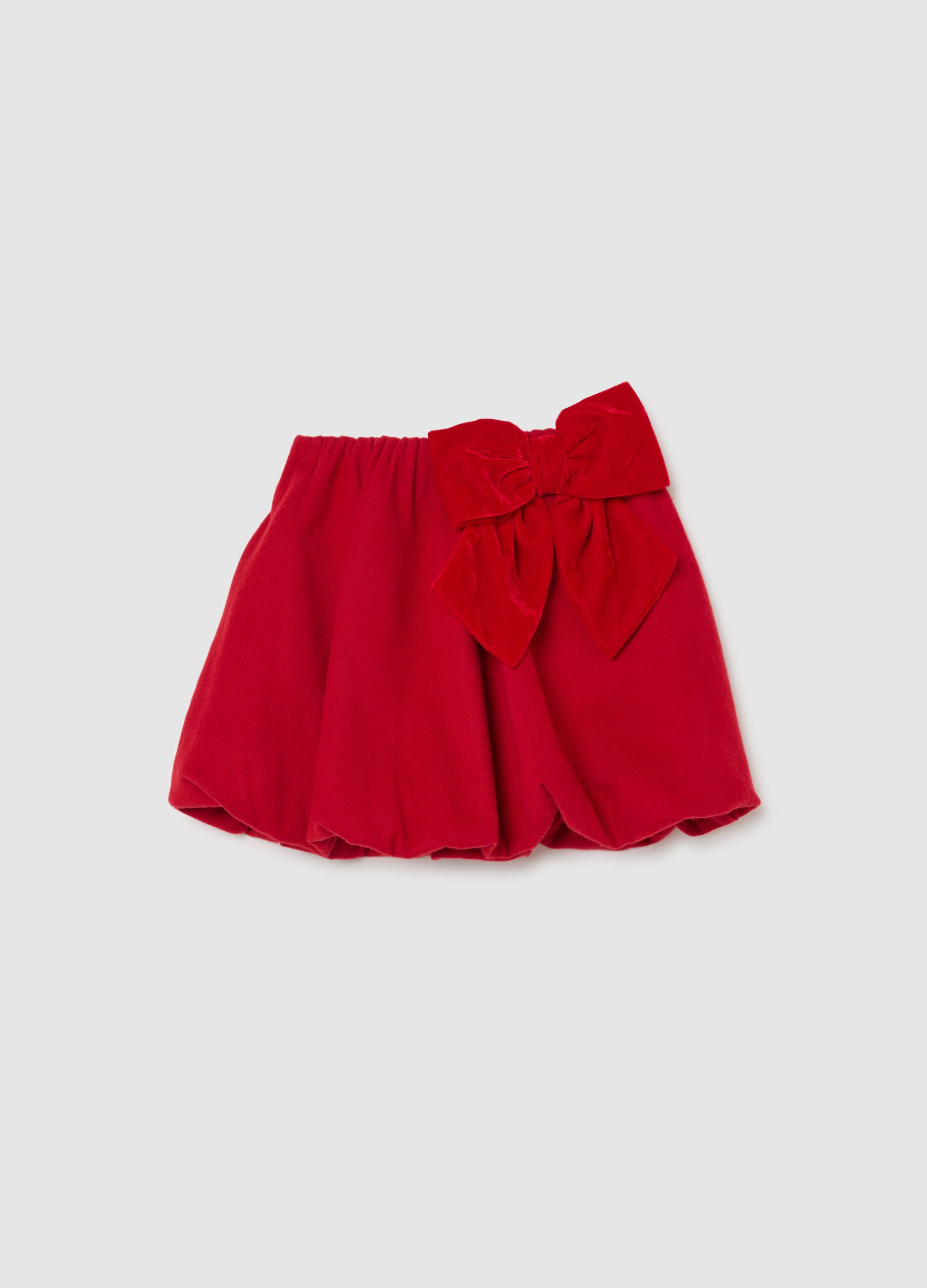 Regular fit red balloon skirt for girls with bow