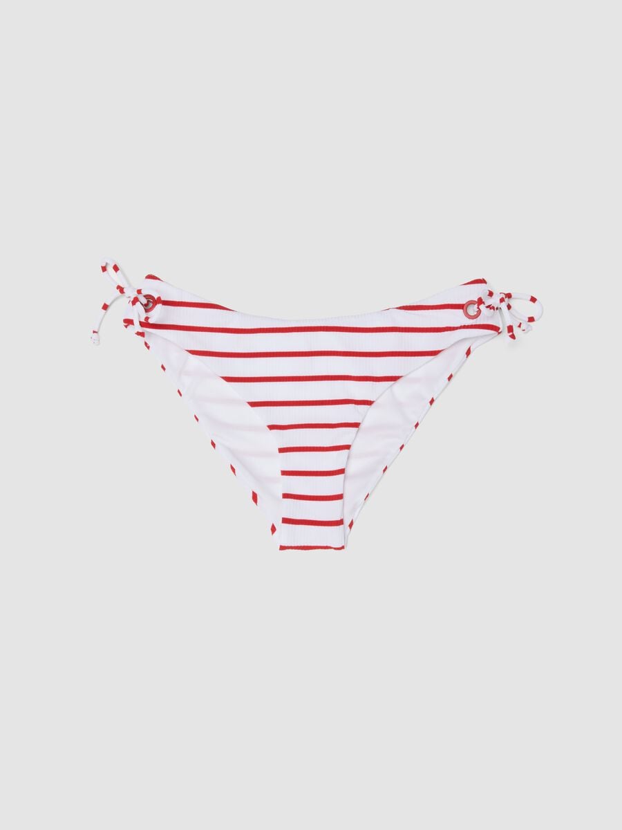 Bas de bikini ray&eacute; rouge en mati&egrave;re stretch_0