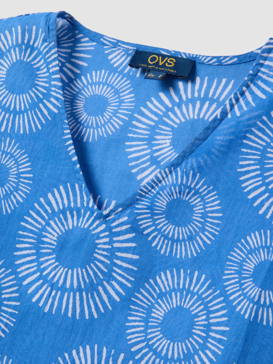 Caft&aacute;n azul de puro algod&oacute;n con estampado_5