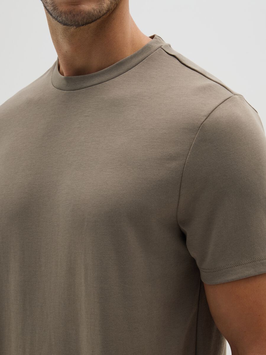 Regular fit green cotton blend T-shirt_3