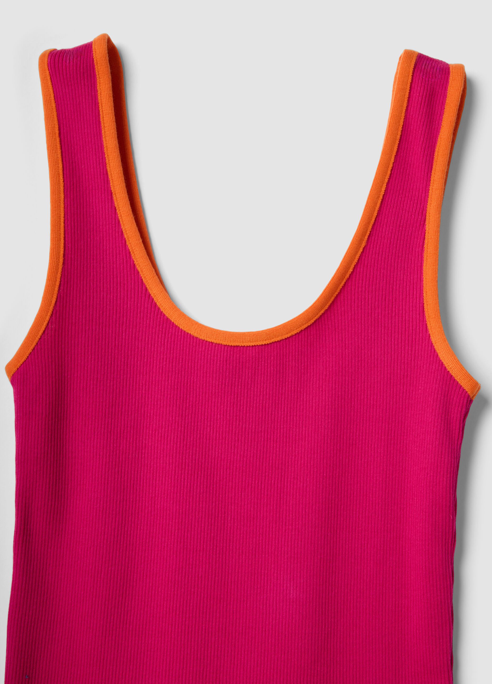 Pink pure cotton ribbed tank top