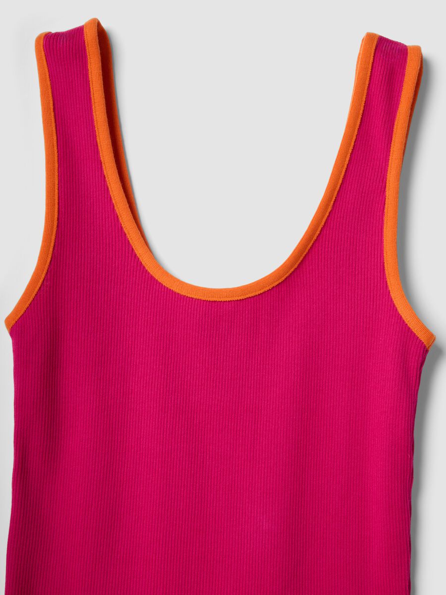 Pink pure cotton ribbed tank top_1