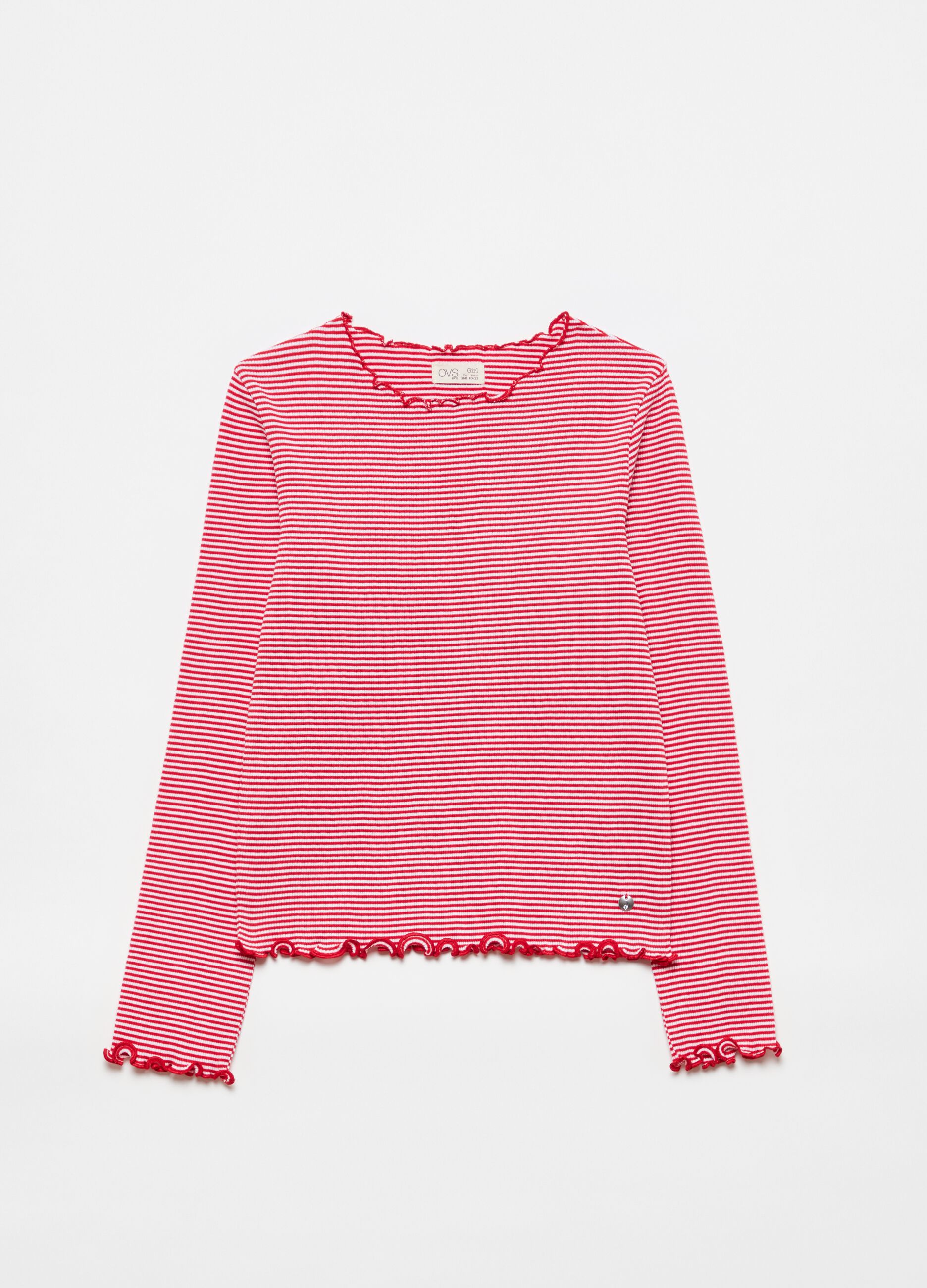 Long-sleeved cotton T-shirt with stripes
