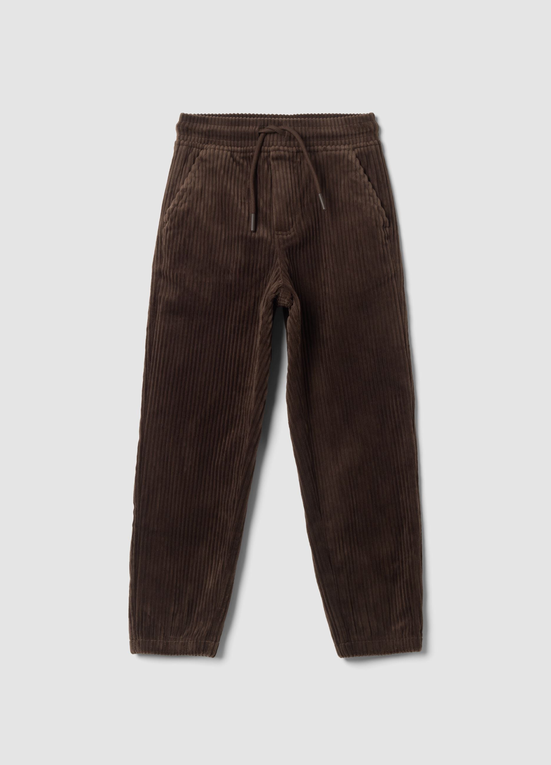 Brown corduroy comfort-fit trousers
