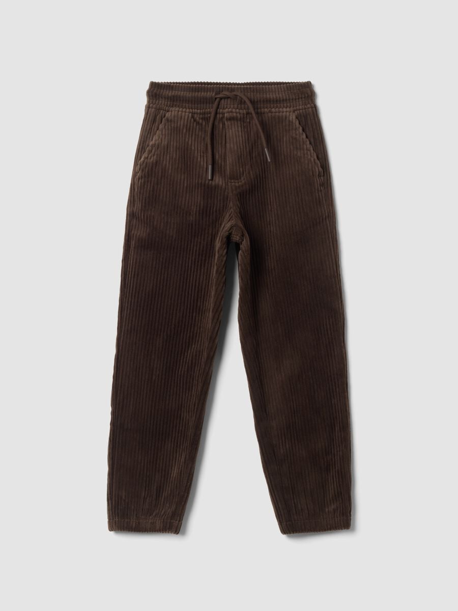 Brown corduroy comfort-fit trousers_0