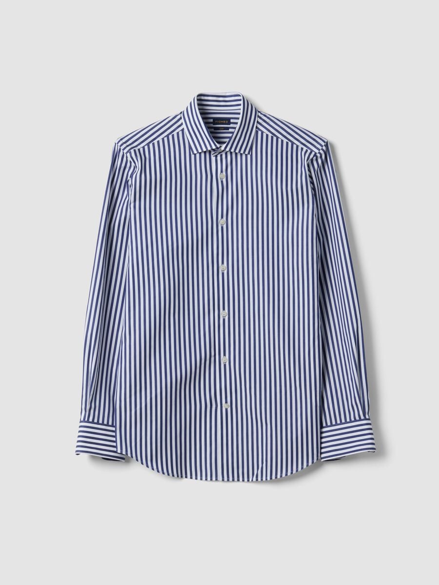 Blue striped pure cotton shirt_0