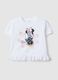 Camiseta de algod&oacute;n el&aacute;stico blanca para ni&ntilde;a con Minnie_0