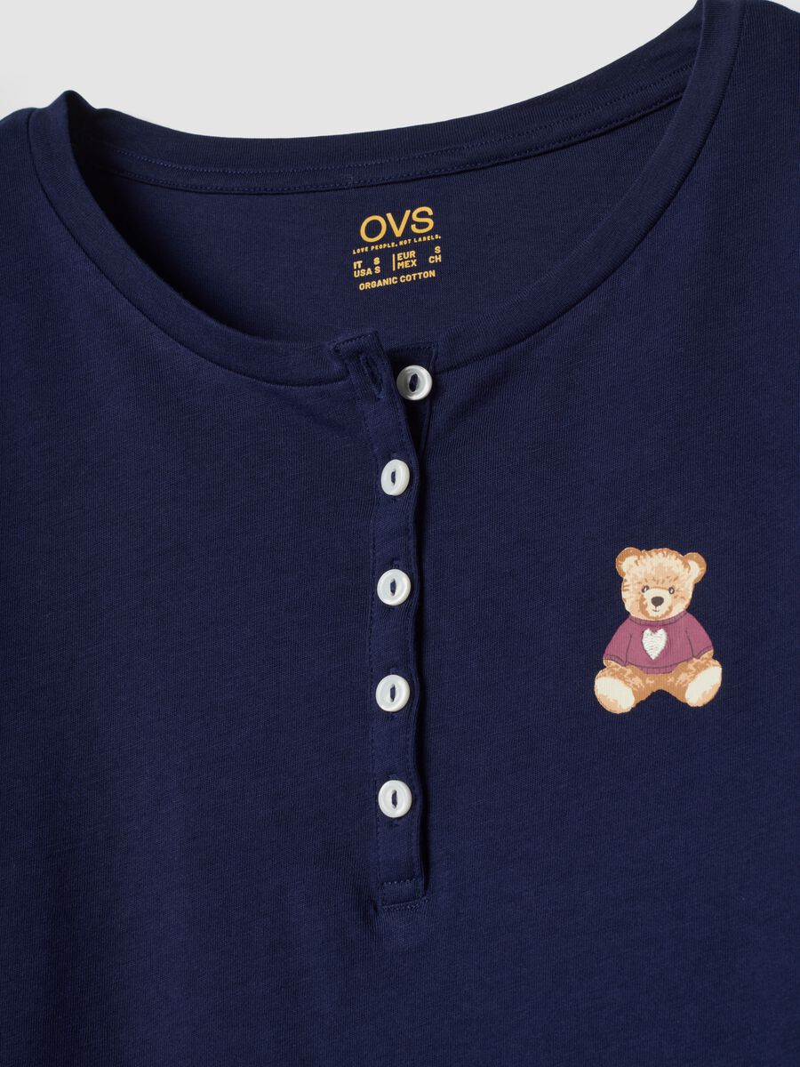 Navy pure organic cotton pyjamas with henley neckline_5