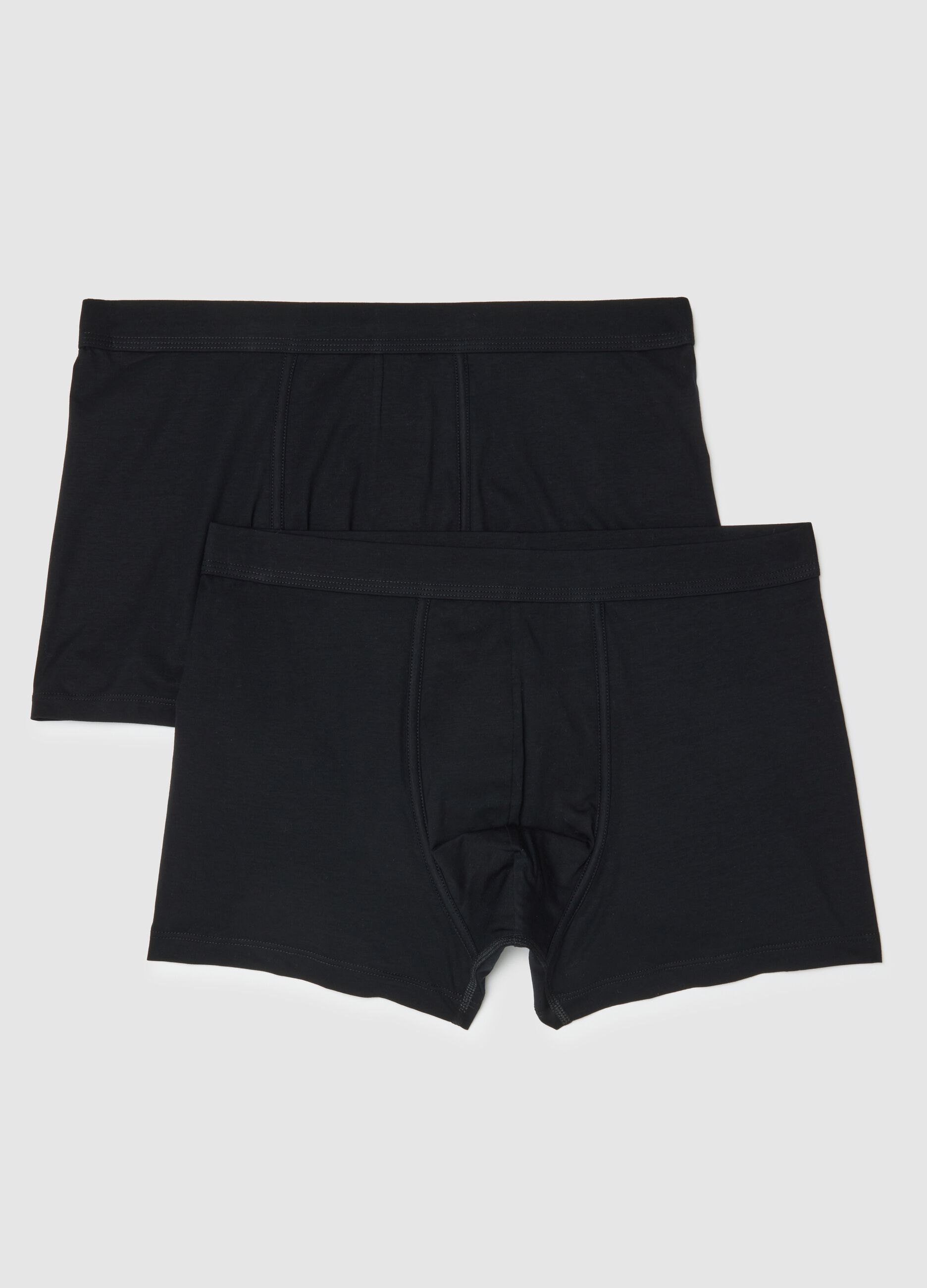 Two-pack regular fit stretch cotton black boxers