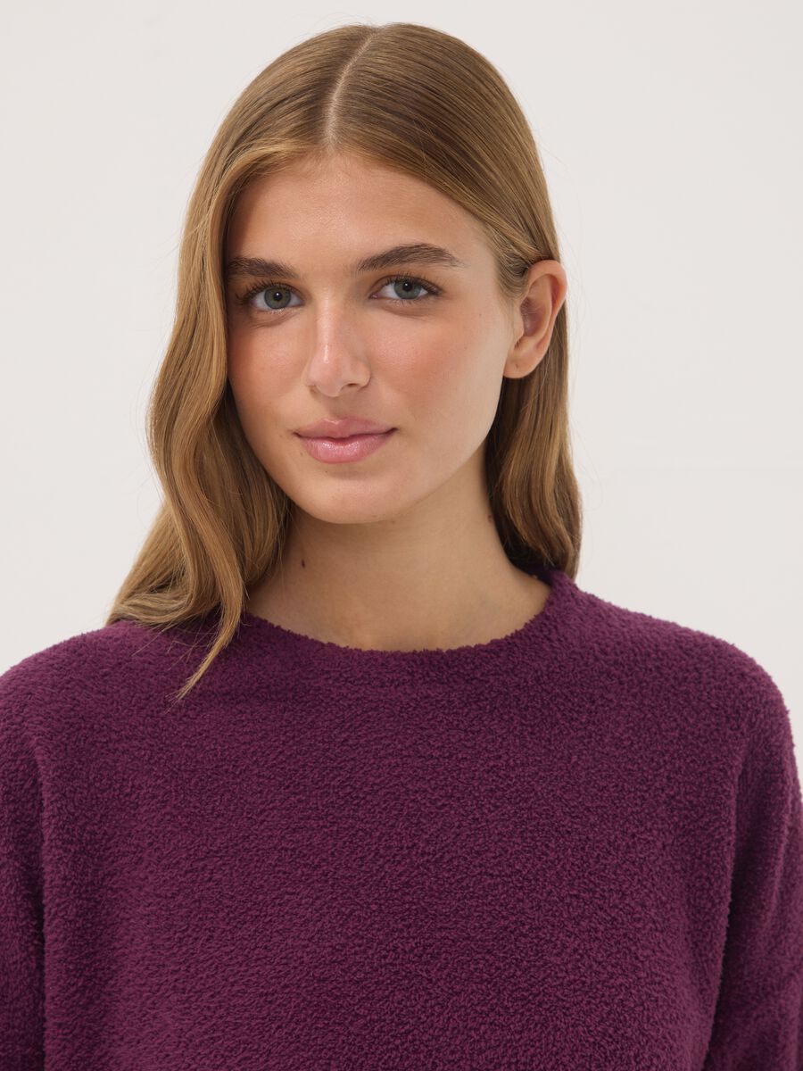 Purple stretch crew-neck pyjamas_1