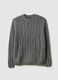 Grey crew neck sweater regular fit with cable knit_4