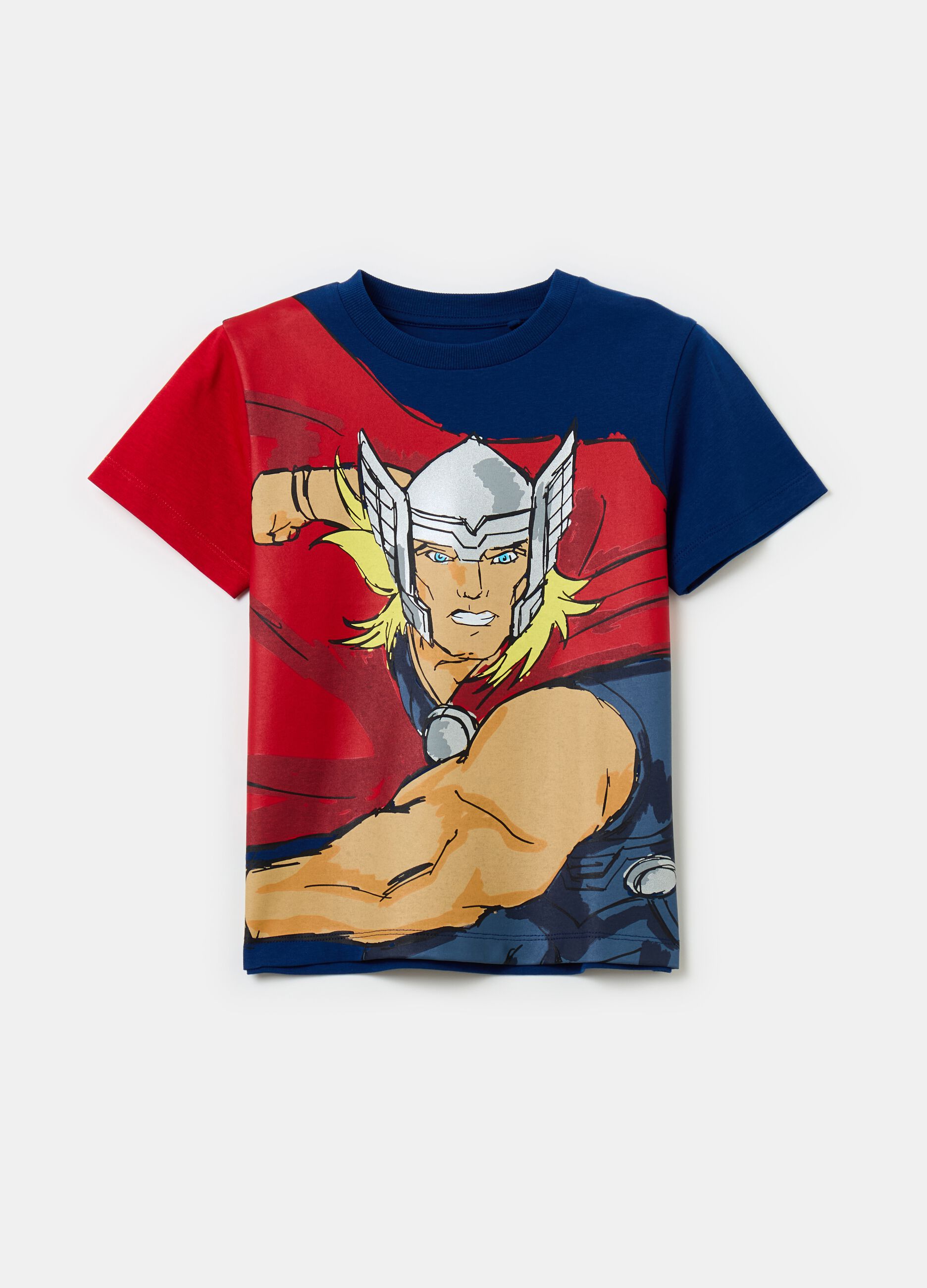 Cotton T-shirt with Thor print