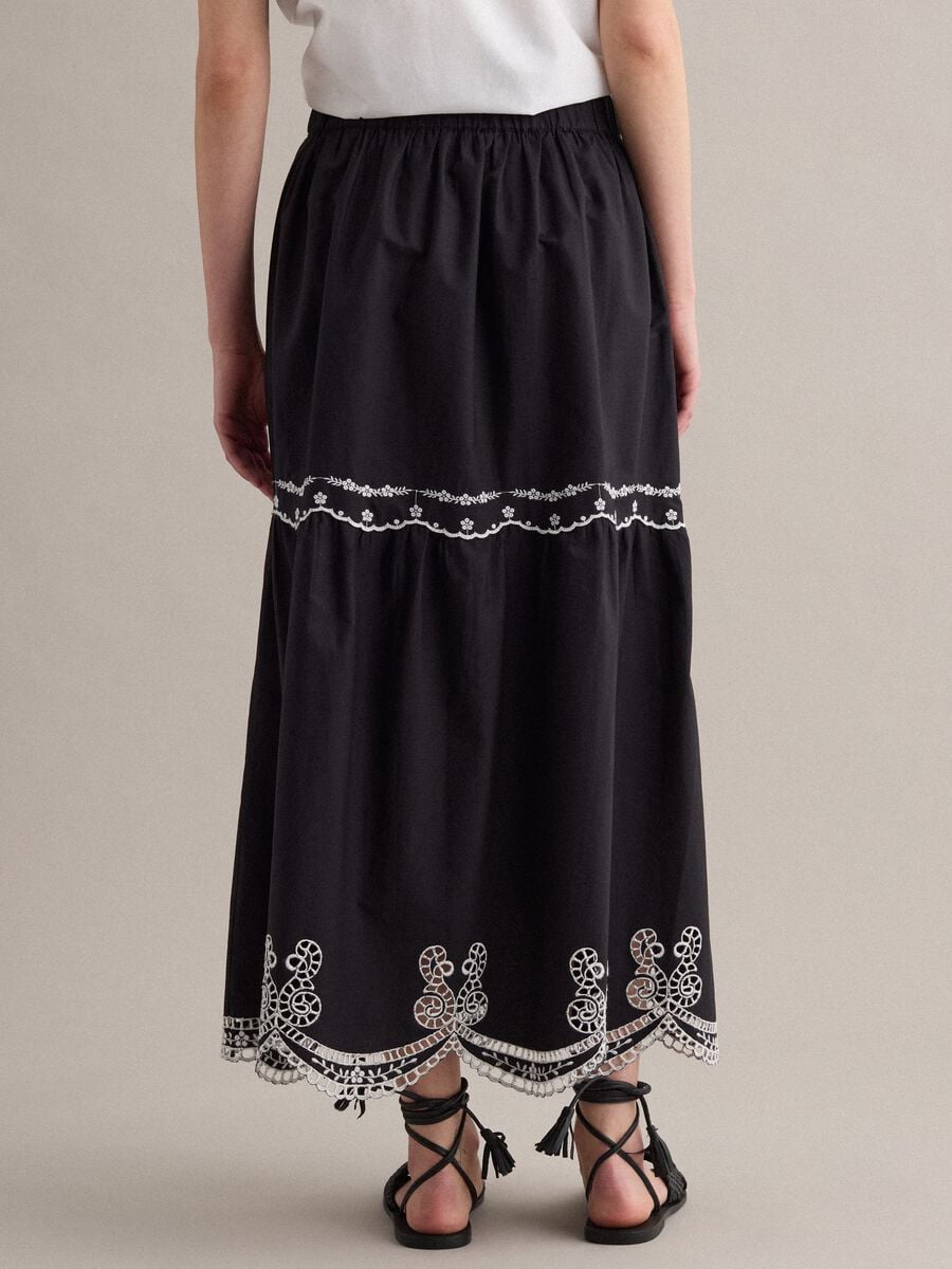 Long blue pure cotton skirt with embroidery_2