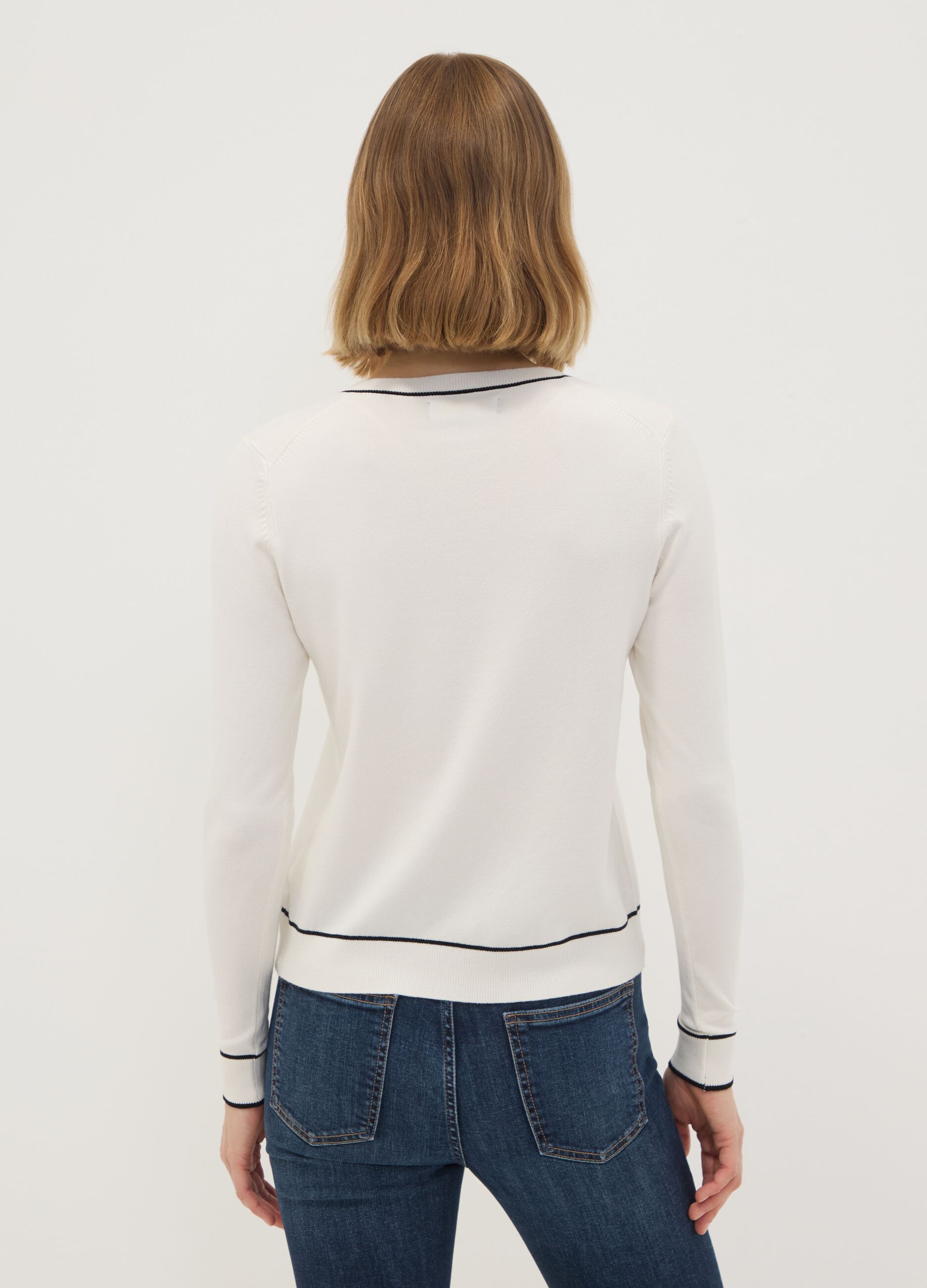 White stretch viscose regular-fit cardigan