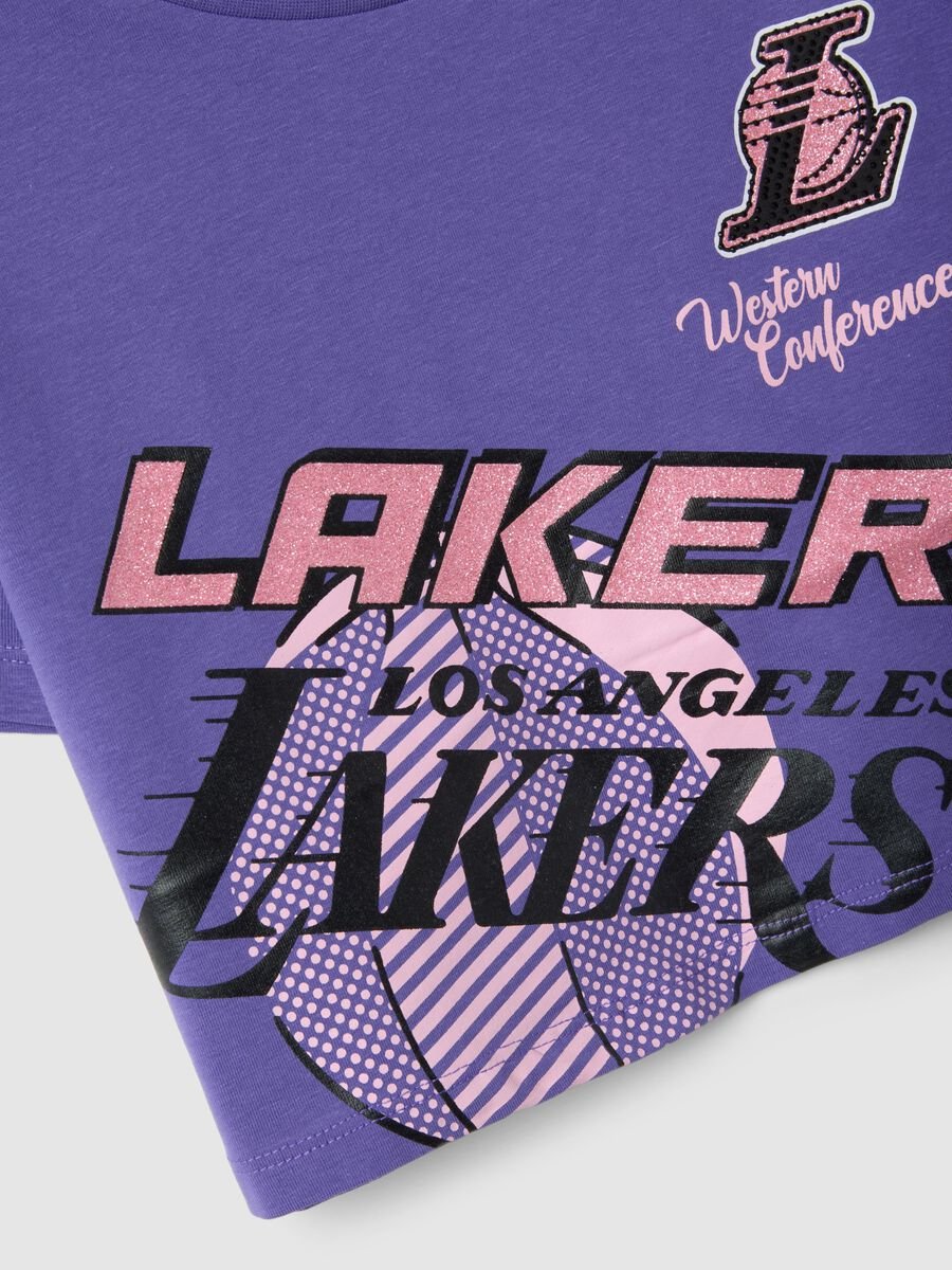 T-shirt in cotone elasticizzato viola da bambina boxy fit Lakers_3