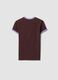 Brown fitted stretch-cotton T-shirt with contrast trims_6