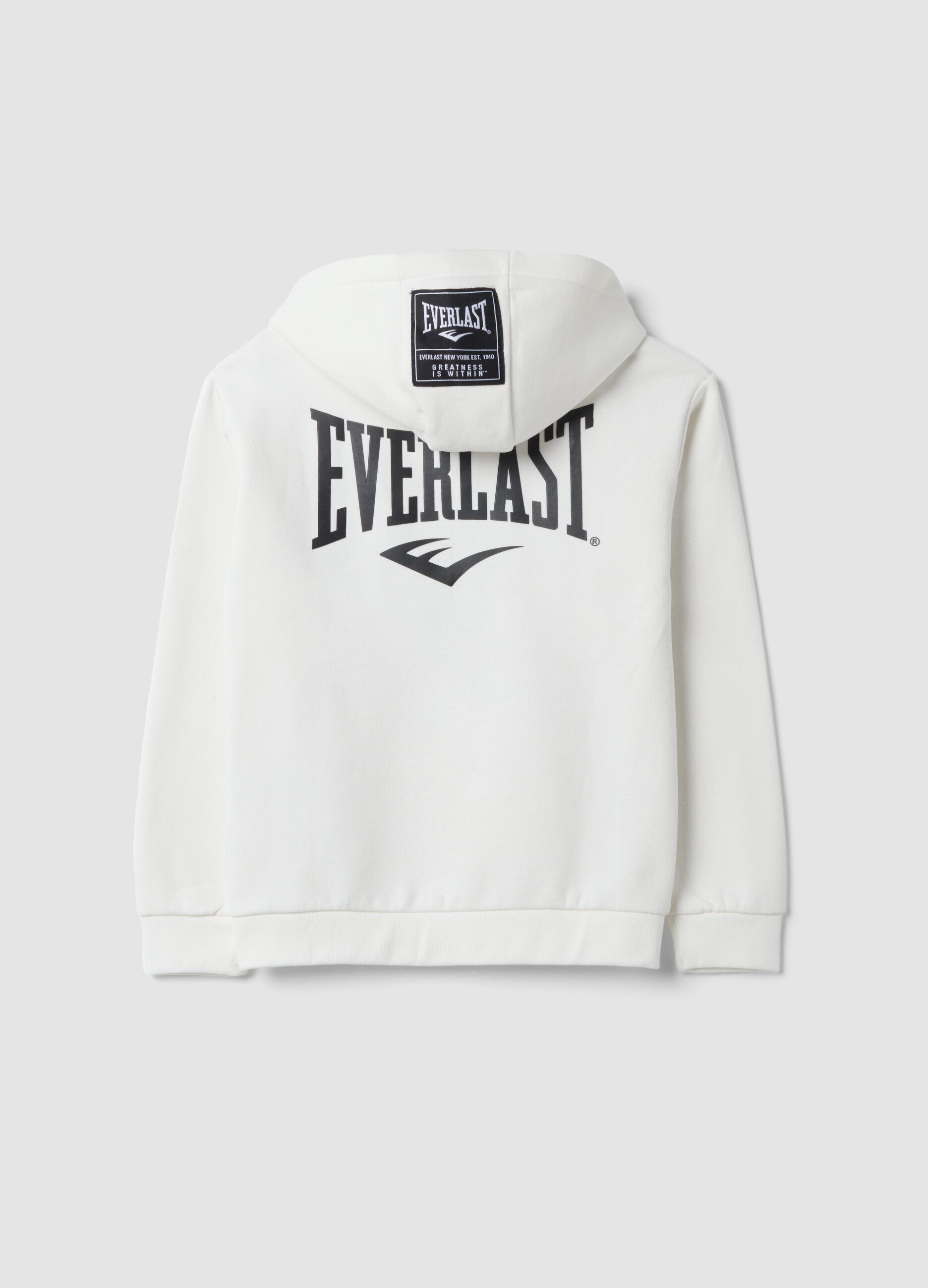 White cotton-blend hooded sweatshirt with Everlast logo