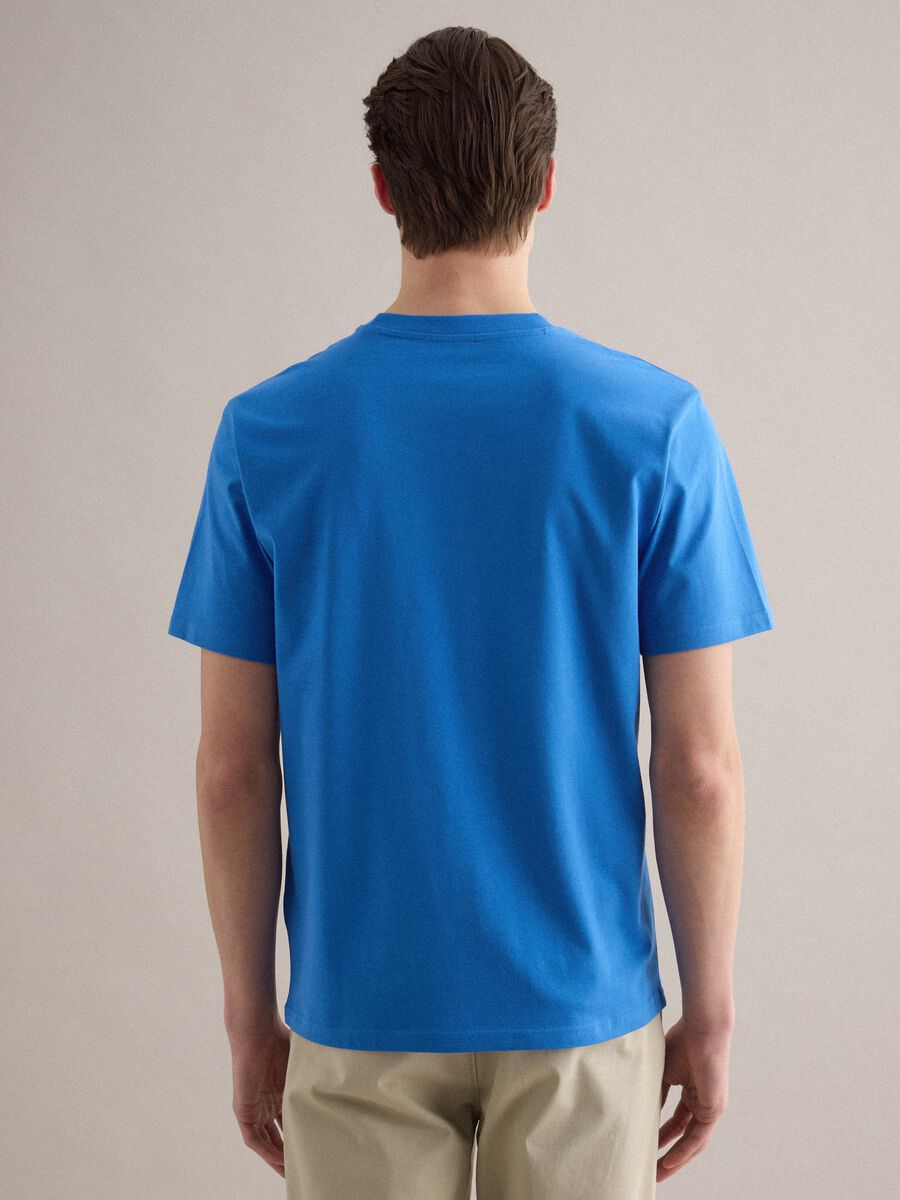 Blue pure cotton crew neck T-shirt relaxed fit_3