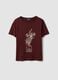 Red pure cotton T-shirt with floral print, regular fit_4