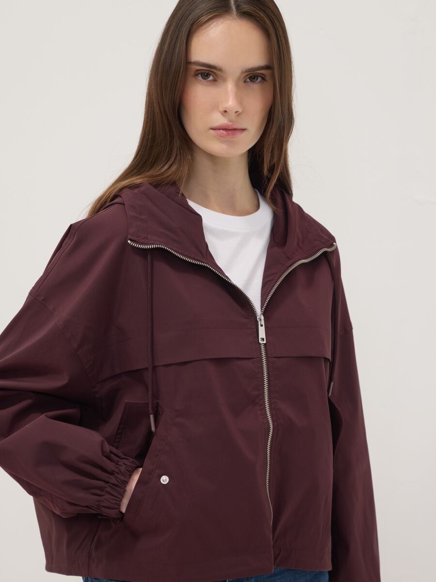Purple hooded zip-up jacket_0