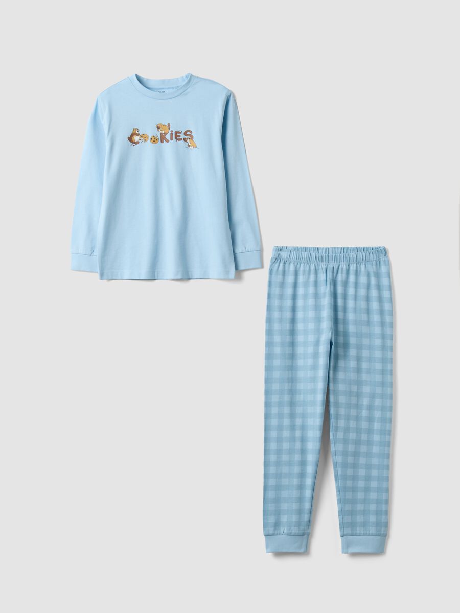 Light blue organic cotton crew-neck pyjamas for boys_0