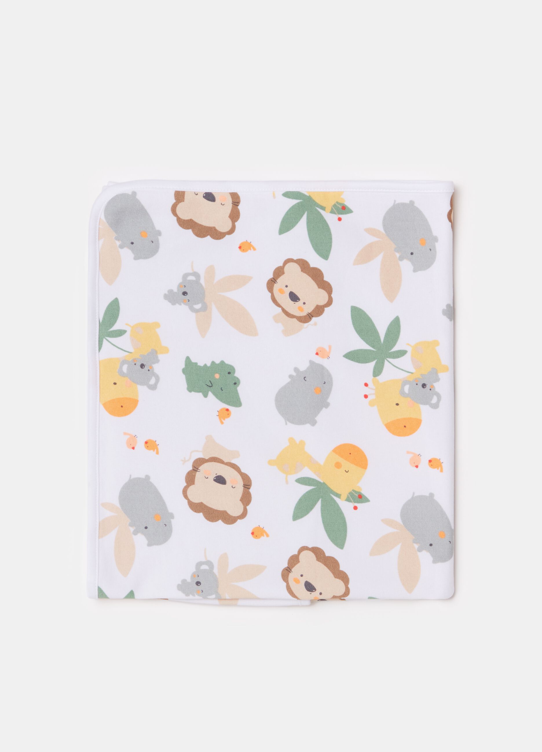Organic cotton blanket with animals print