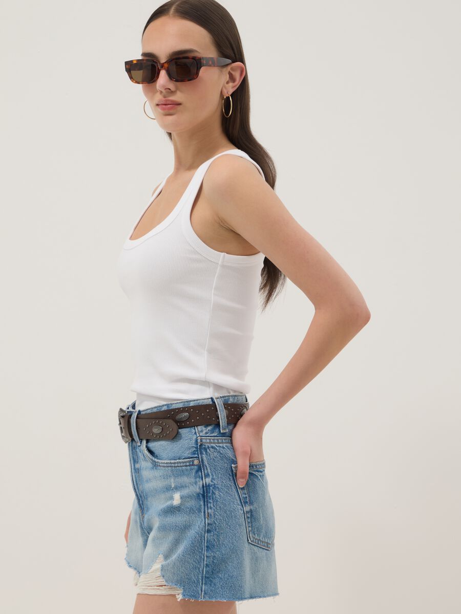 Wei&szlig;es Tanktop aus Stretch-Baumwolle_0