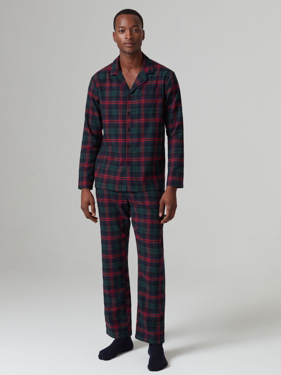 Long pyjamas in flannel with tartan pattern_0