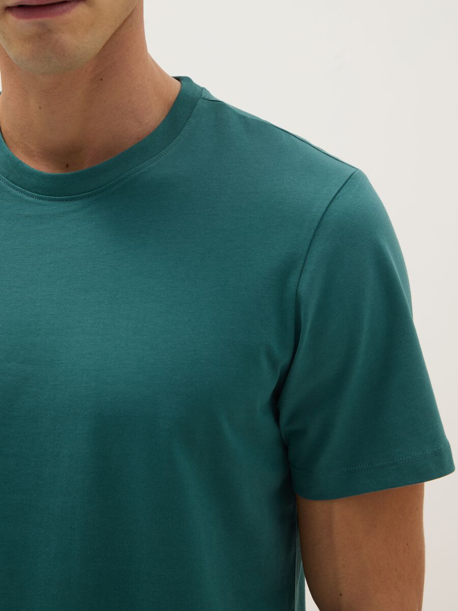 Regular fit green pure cotton T-shirt_3
