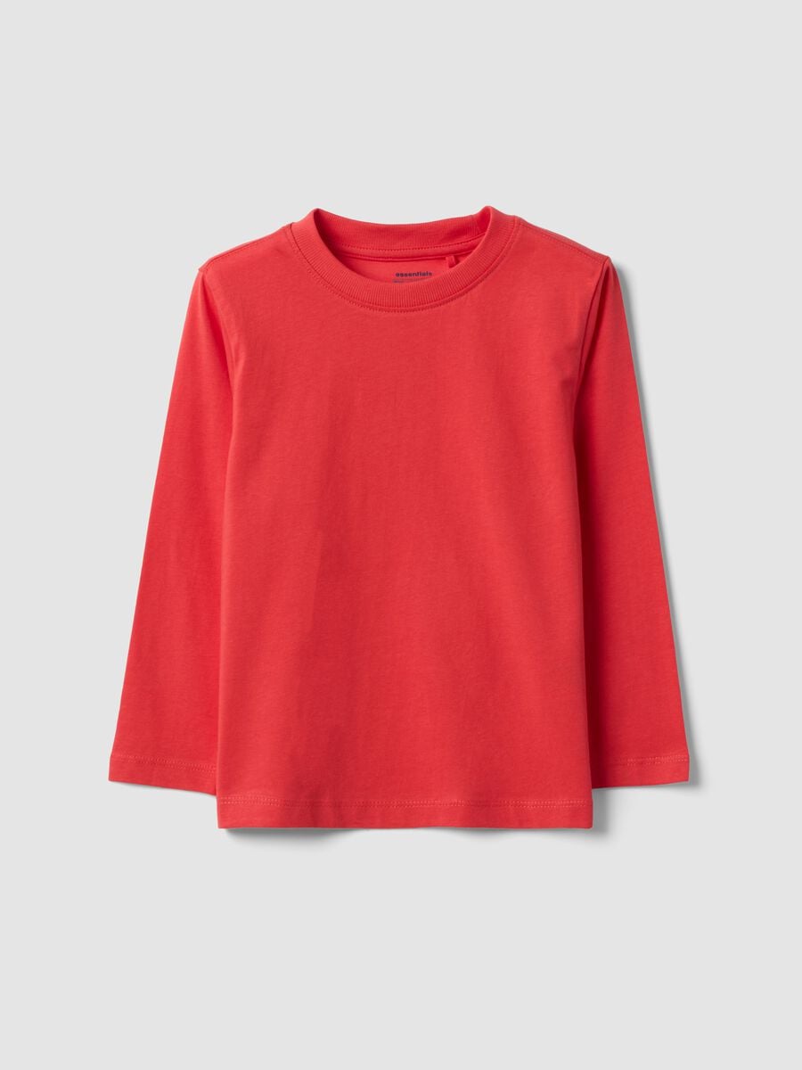 Red pure organic cotton crew-neck T-shirt for boys, regular fit_0